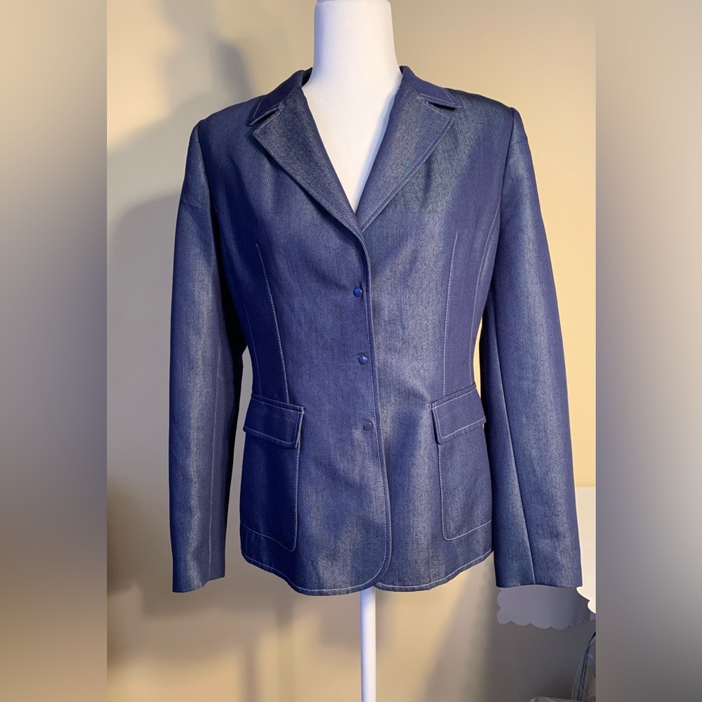 EUC: Blazer - Denim(ish) with Sheen, Button-Up, Vintage 1980s, Lena Gabrielle NY
